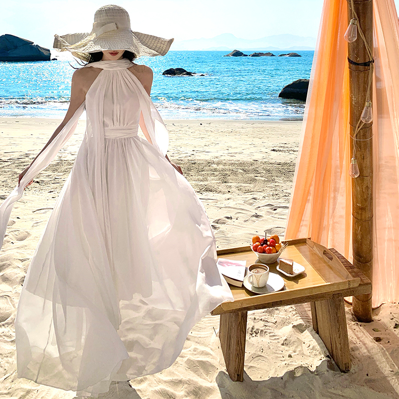 Temperament ladies dress halter long dress for women