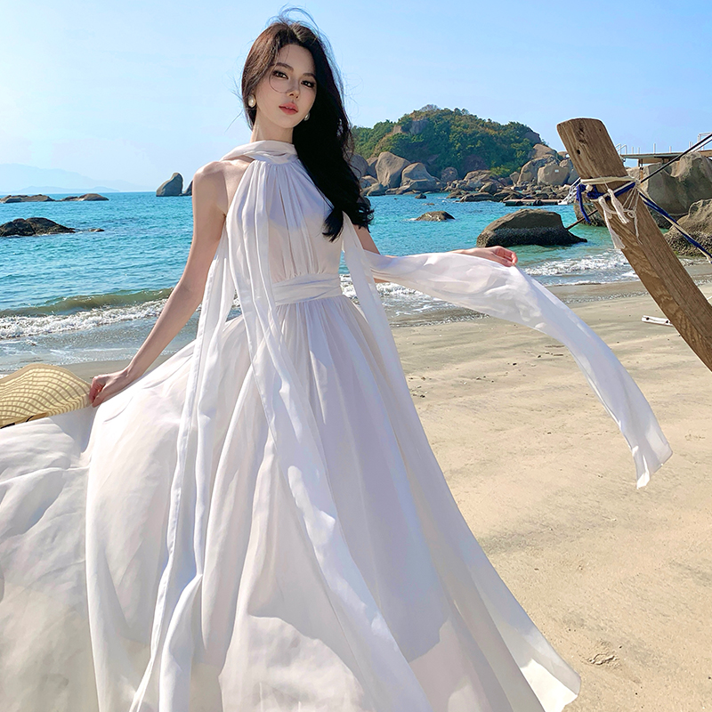 Temperament ladies dress halter long dress for women