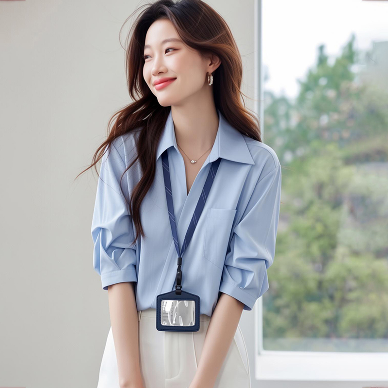 Small fellow white tops V-neck shirt for women