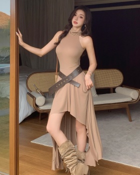 France style irregular dress slim long dress for women