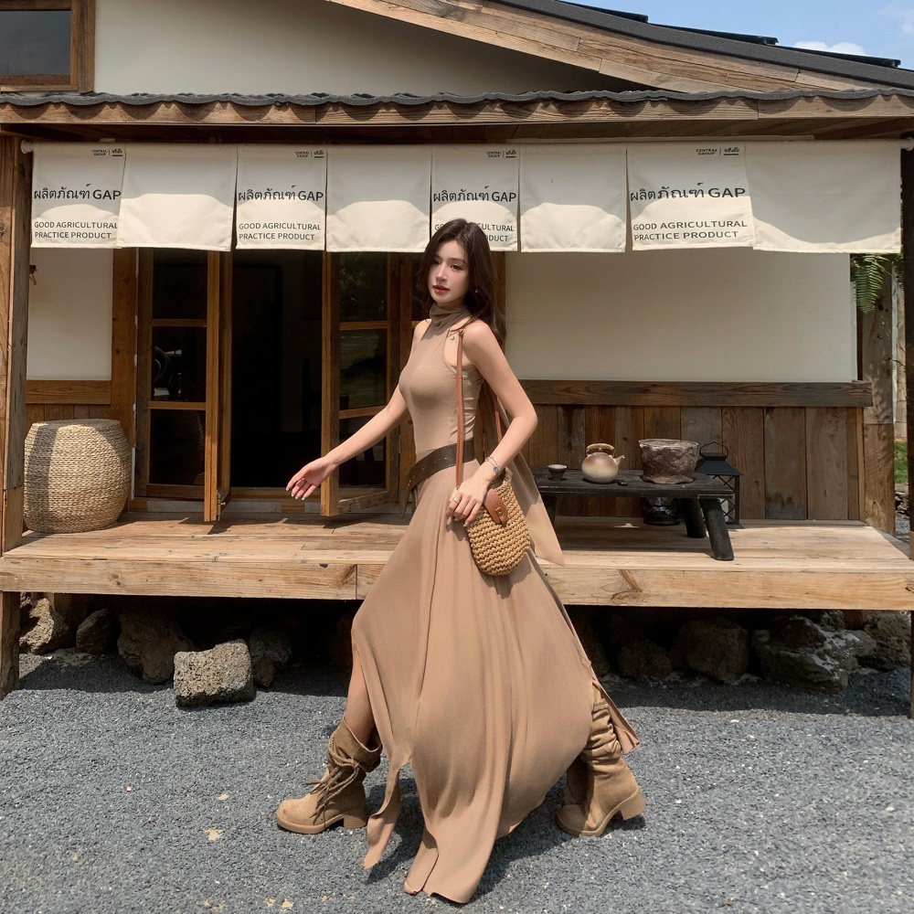 France style irregular dress slim long dress for women