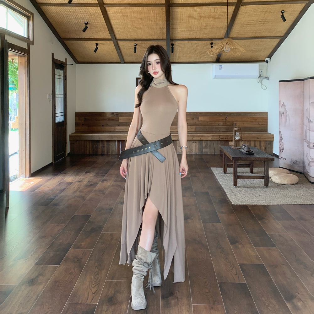 France style irregular dress slim long dress for women