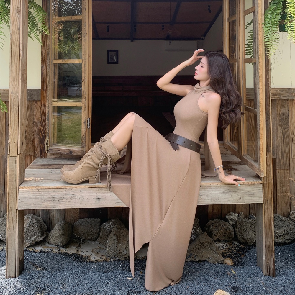 France style irregular dress slim long dress for women