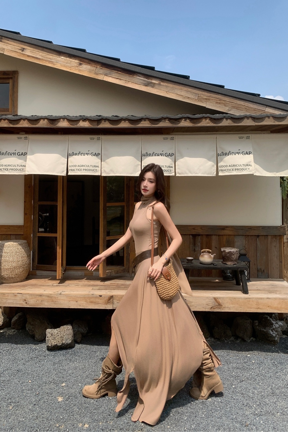 France style irregular dress slim long dress for women