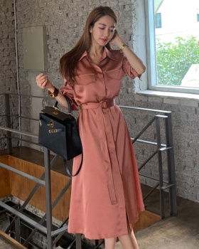 Commuting frenum lapel shirt split temperament dress