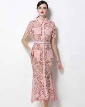 Inside the ride sling lace short sleeve slim dress