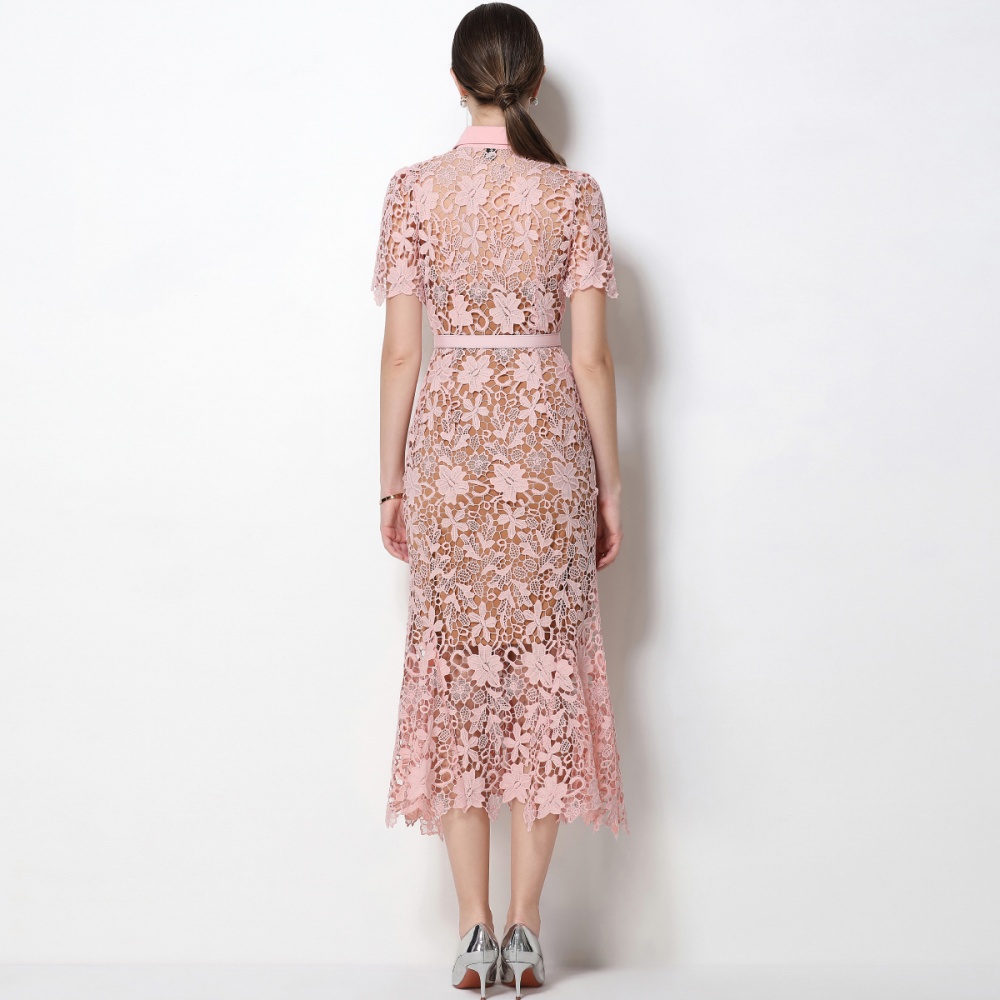 Inside the ride sling lace short sleeve slim dress