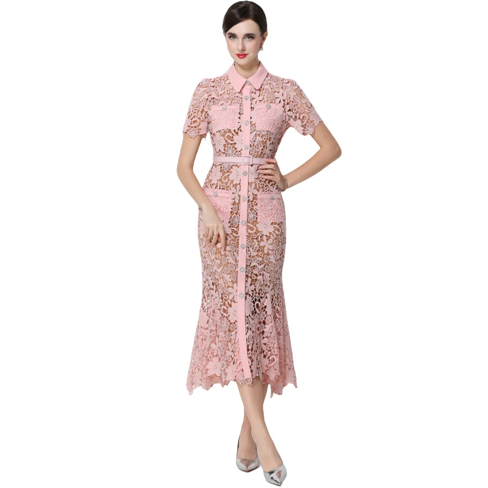 Inside the ride sling lace short sleeve slim dress