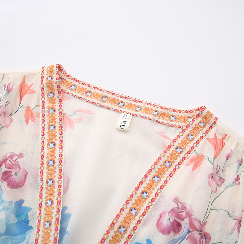 Spring and summer vacation trumpet sleeves dress