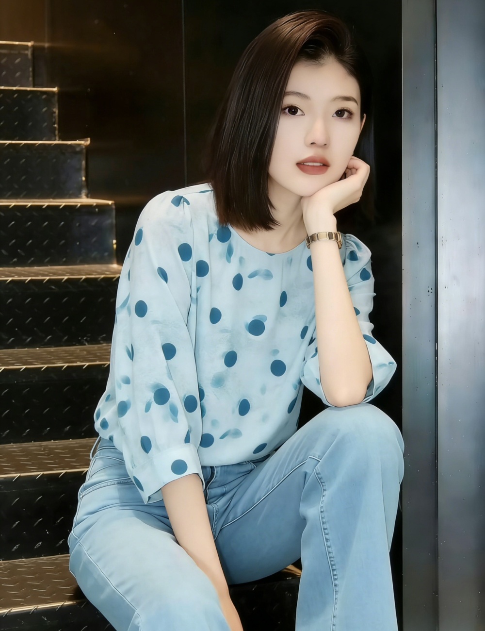 Short sleeve commuting tops tender loose chiffon shirt