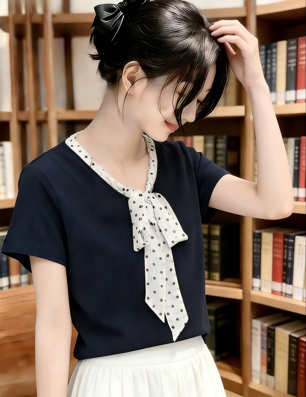 Fashion summer tops bow T-shirt for women