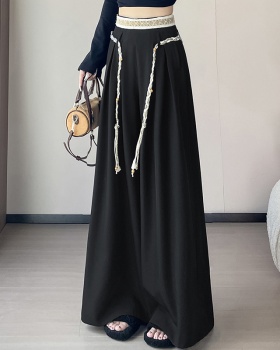 Casual loose long pants weave wide leg pants
