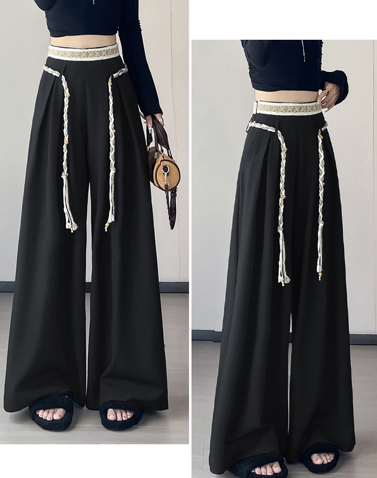 Casual loose long pants weave wide leg pants