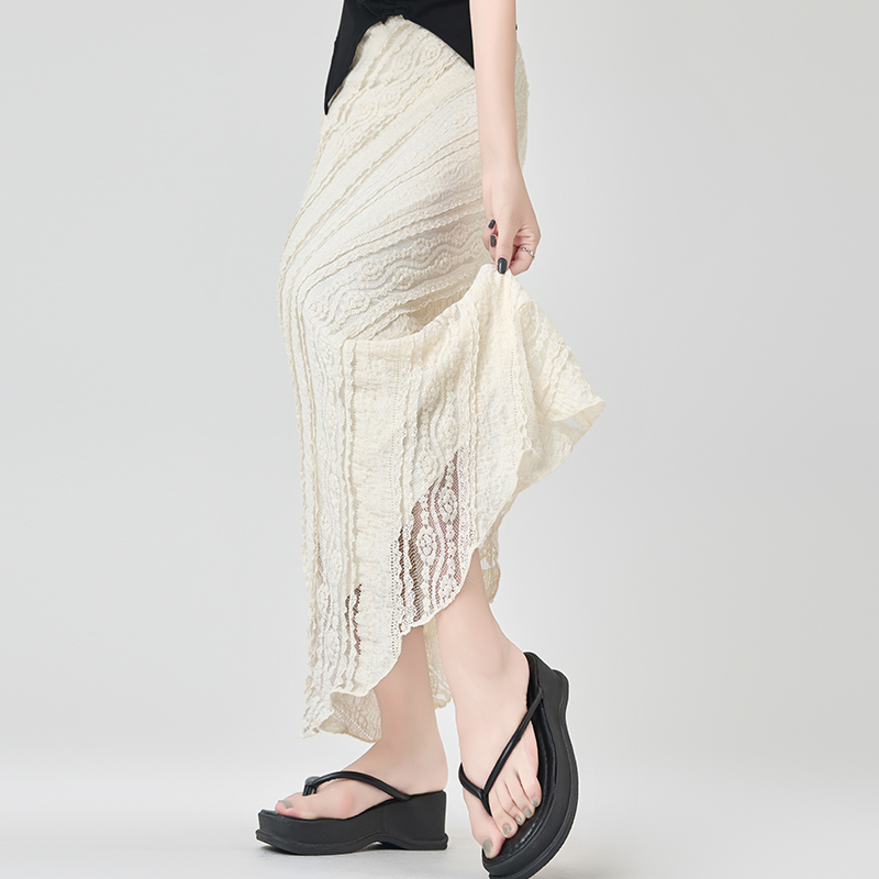 Lace twill skirt pinched waist short skirt for women