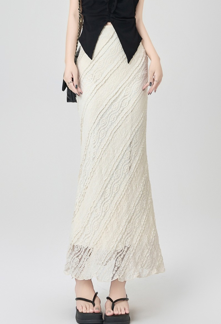 Lace twill skirt pinched waist short skirt for women