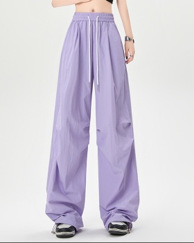 Summer mopping wide leg pants loose work pants for women