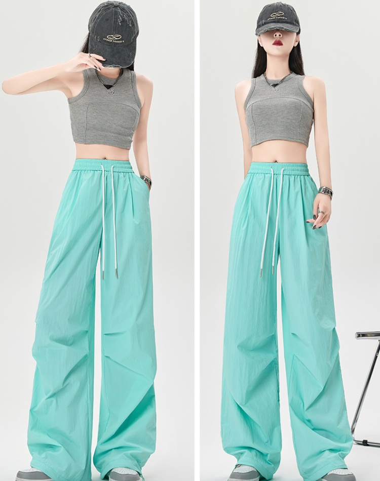 Summer mopping wide leg pants loose work pants for women