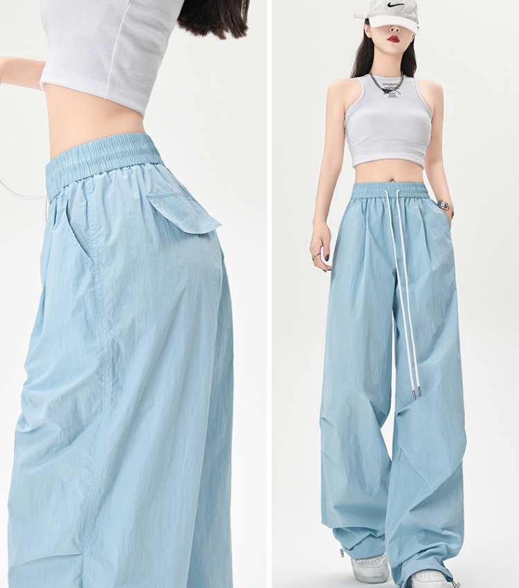 Summer mopping wide leg pants loose work pants for women
