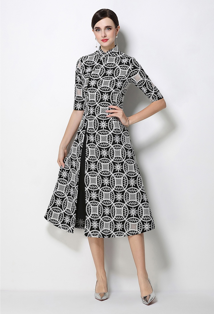 Split retro dress France style formal dress for women