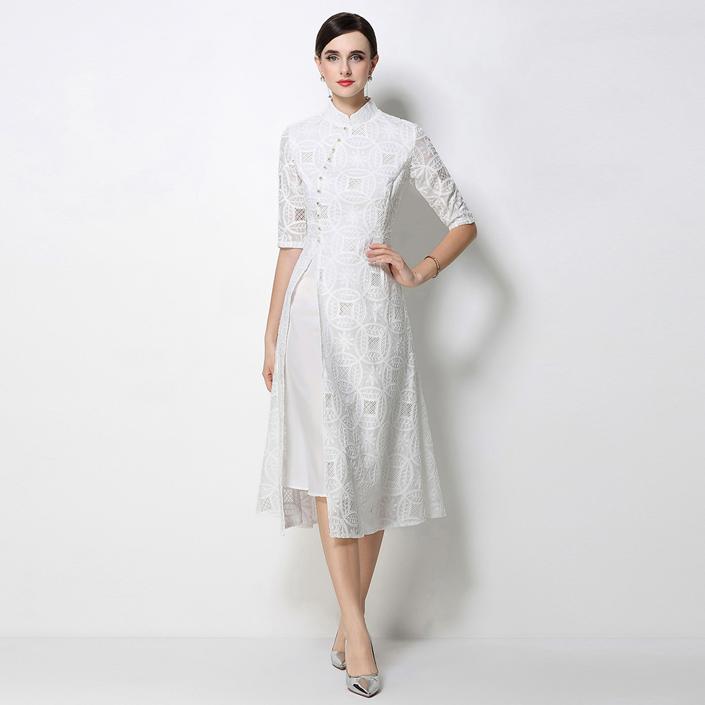 Split retro dress France style formal dress for women