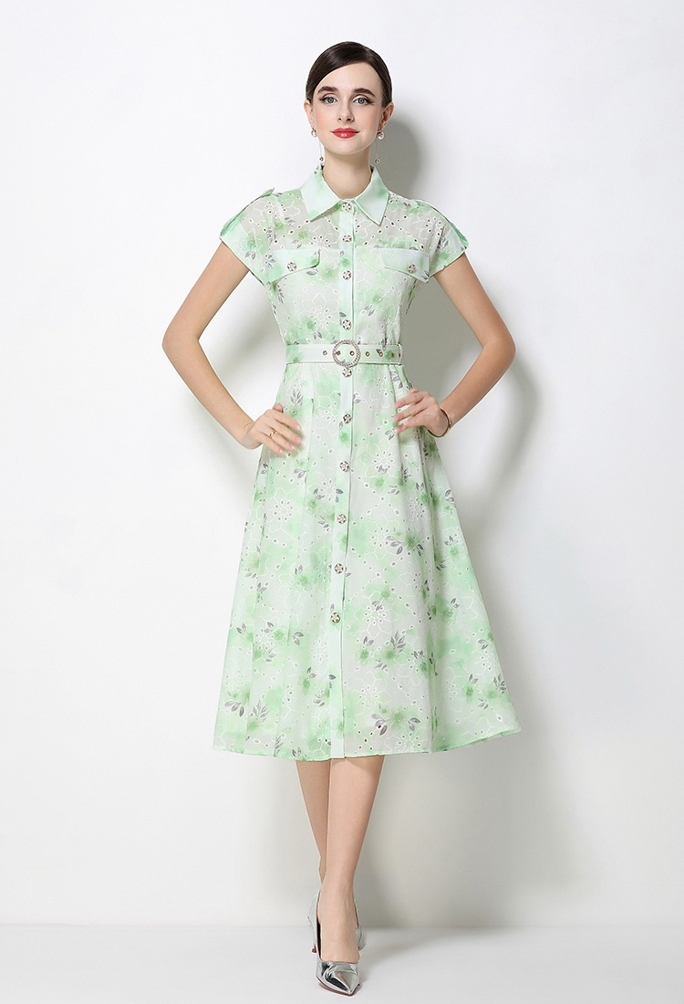 Breasted long dress show young dress for women