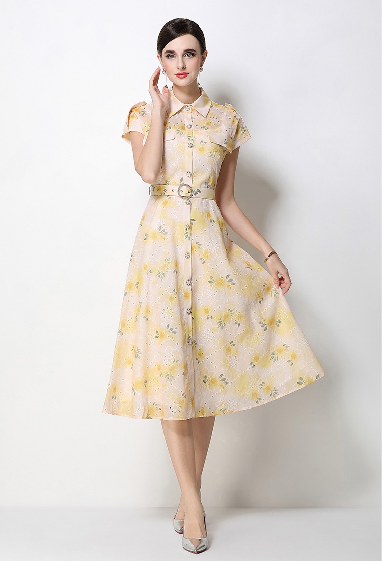 Breasted long dress show young dress for women