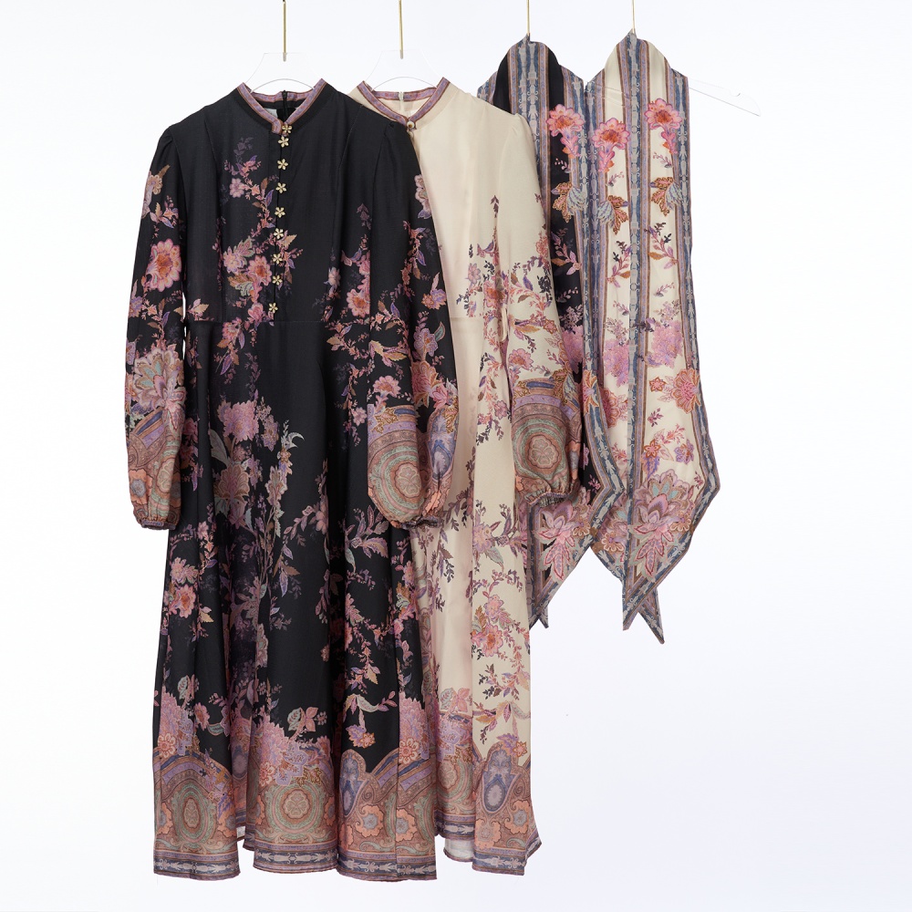 Buckle spring flax long dress