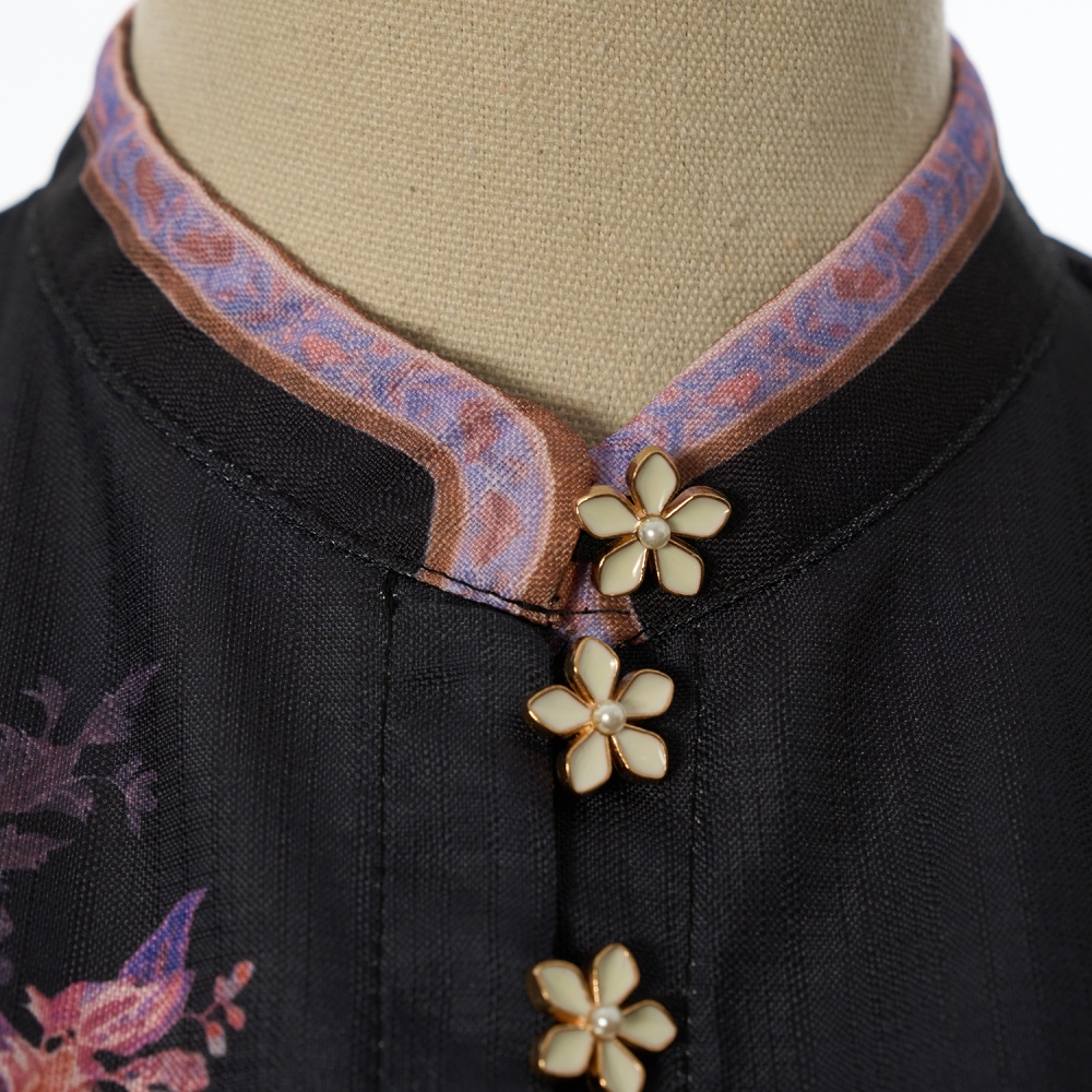 Buckle spring flax long dress