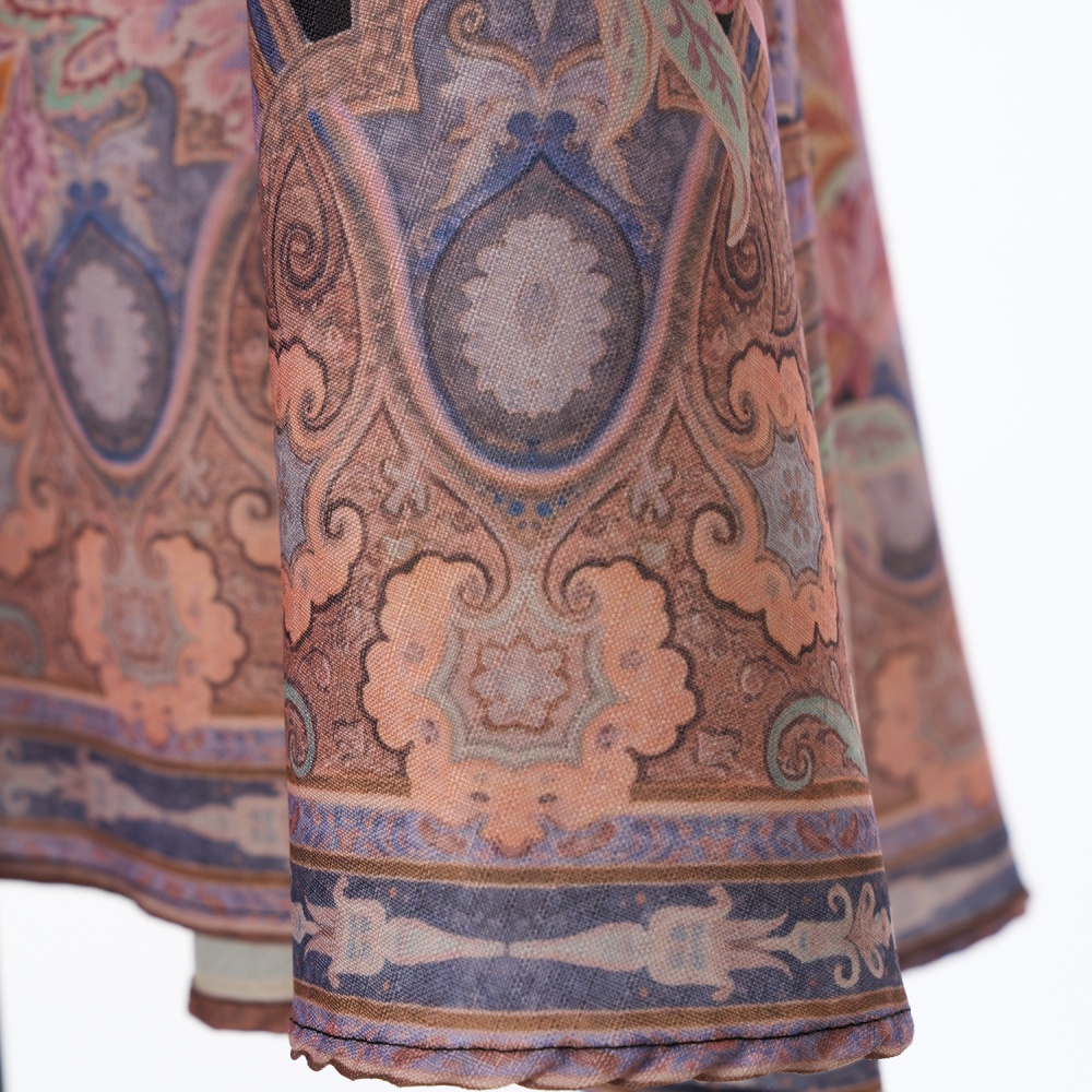 Buckle spring flax long dress