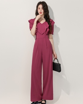 Straight pants temperament slim pinched waist jumpsuit