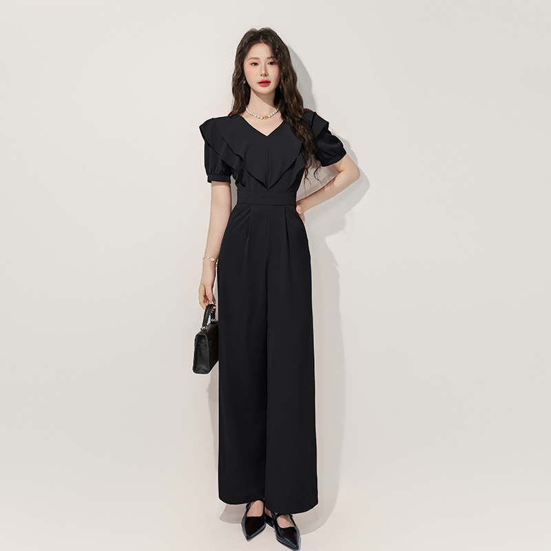 Straight pants temperament slim pinched waist jumpsuit