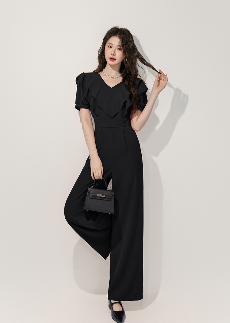 Straight pants temperament slim pinched waist jumpsuit