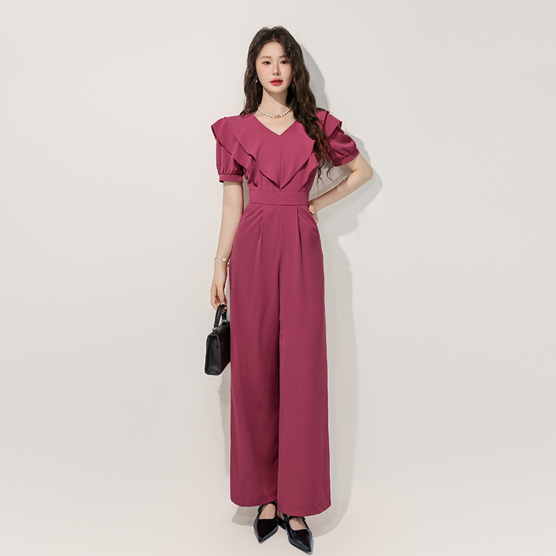 Straight pants temperament slim pinched waist jumpsuit