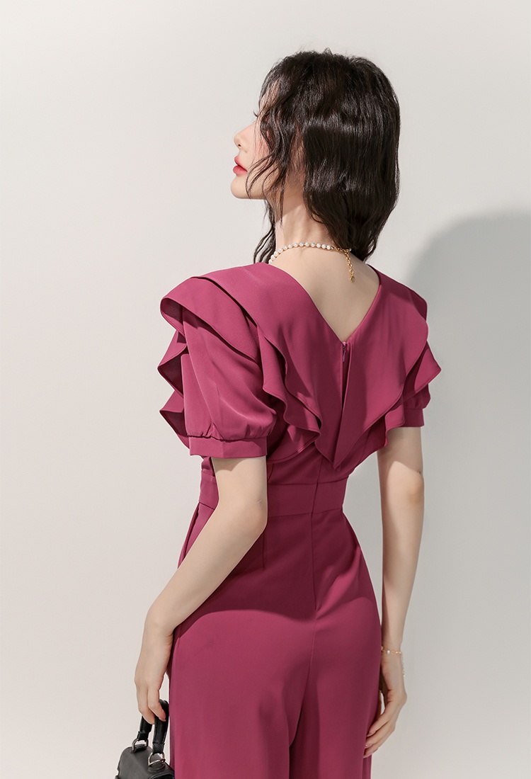 Straight pants temperament slim pinched waist jumpsuit