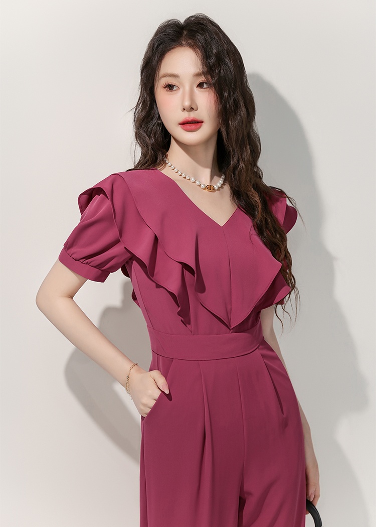 Straight pants temperament slim pinched waist jumpsuit