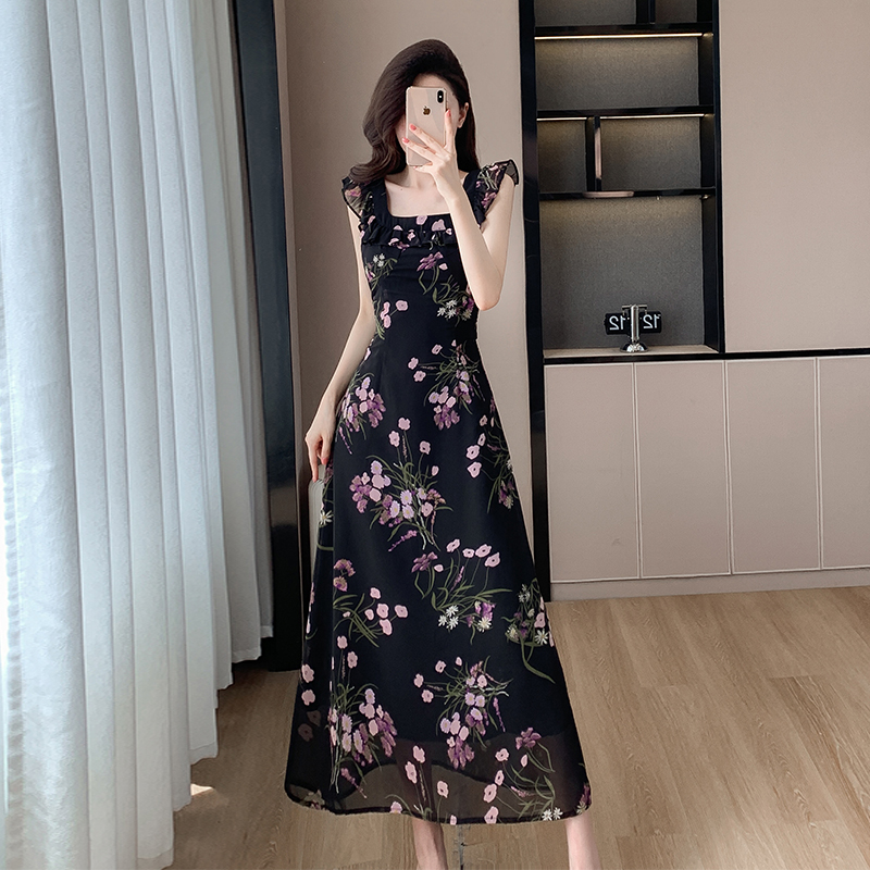 Flowers niche long dress summer vacation dress