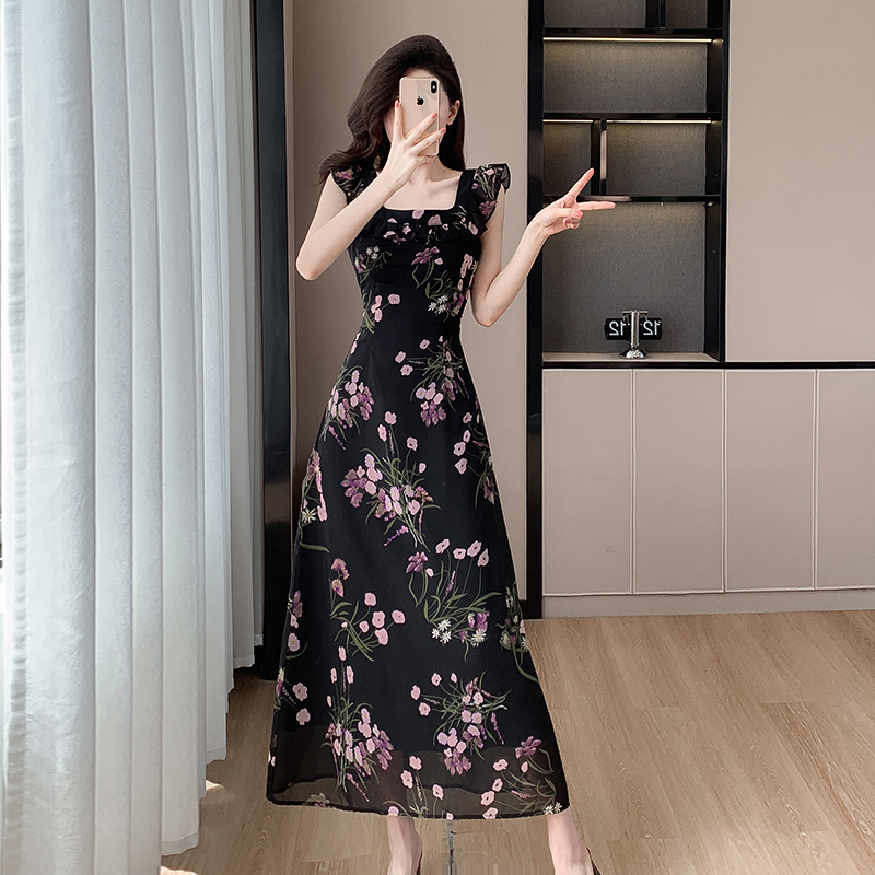Flowers niche long dress summer vacation dress