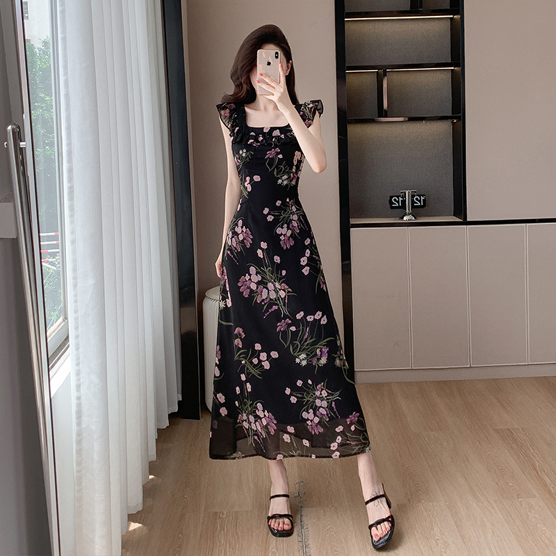Flowers niche long dress summer vacation dress