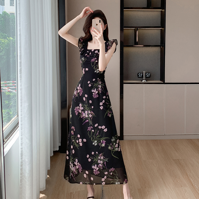 Flowers niche long dress summer vacation dress