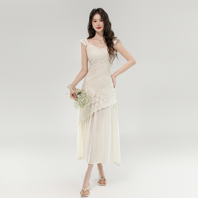 Lace France style dress unique long dress for women