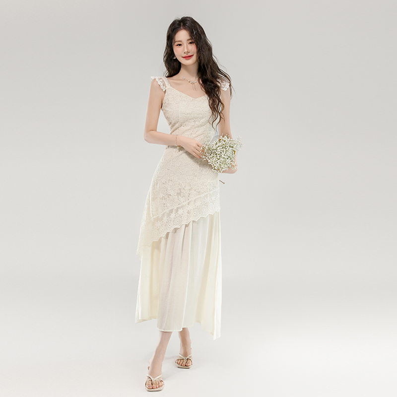 Lace France style dress unique long dress for women