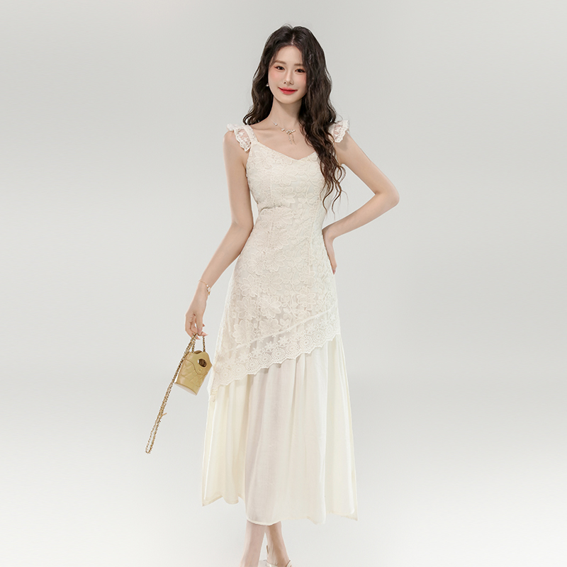 Lace France style dress unique long dress for women