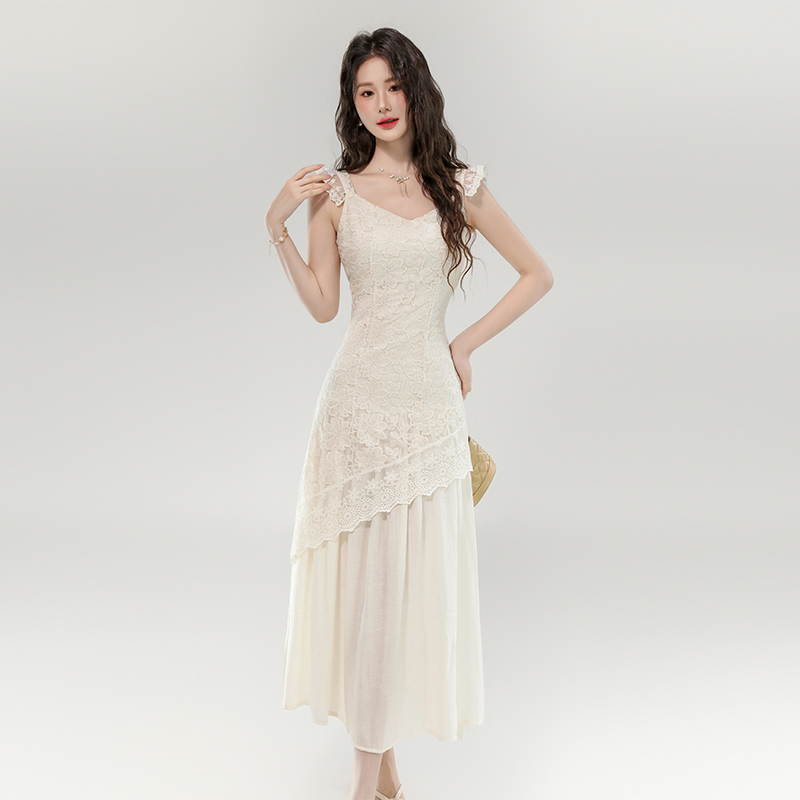 Lace France style dress unique long dress for women