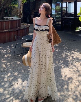 Paris splice vacation dress lace spring strap dress