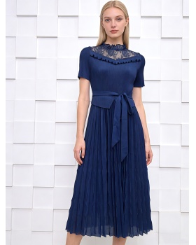 Simple slim belt pinched waist dress for women