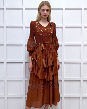 Disk flowers bandage dress beading long dress for women