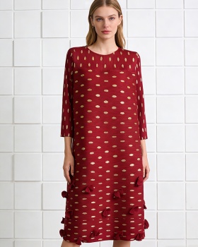 Loose fold disk flowers A-line large yard dress