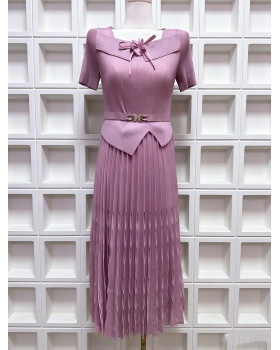 Large yard pleated pinched waist dress fold slim belt