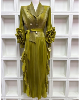 Fold bronzing dress light large yard business suit for women