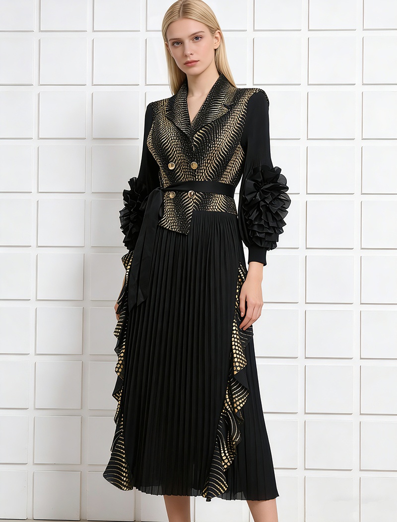 Fold bronzing dress light large yard business suit for women